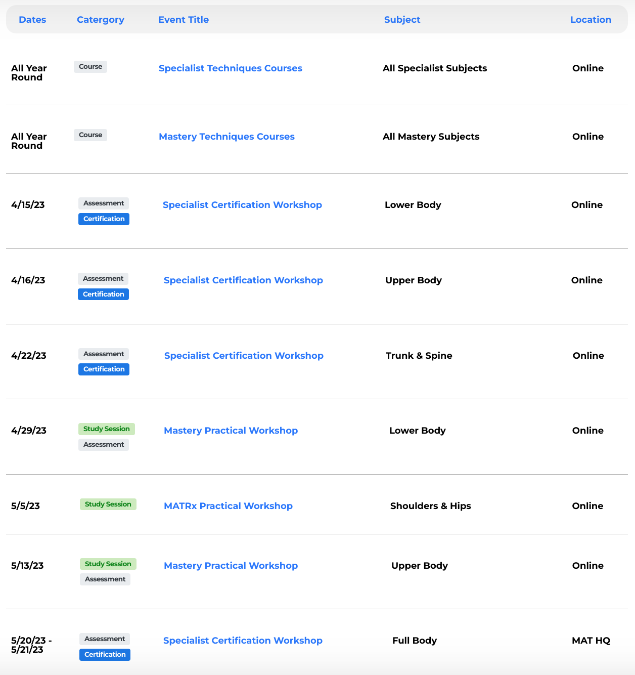 Planning Calendar